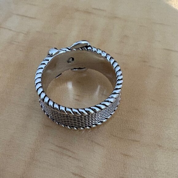 Rhodium Plated Solid Sterling Silver Buckle Ring  Size 7 NWOT Artisan made - Picture 9 of 11